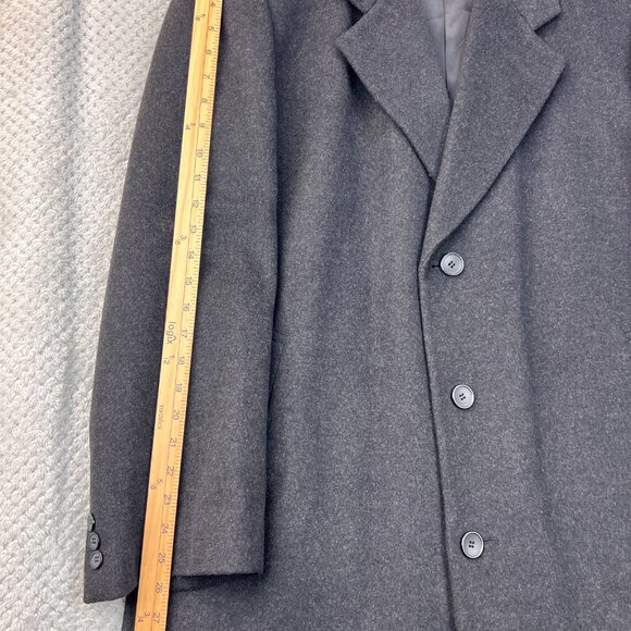 VTG GGG Clothes Wool Cashmere Mens Single Breasted Coat 44R Gray Lined Classic - Picture 13 of 16